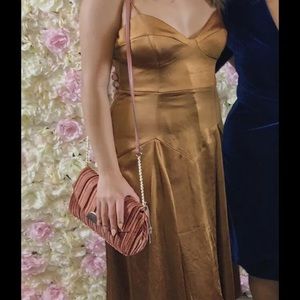 Free people Golden brown silk dress